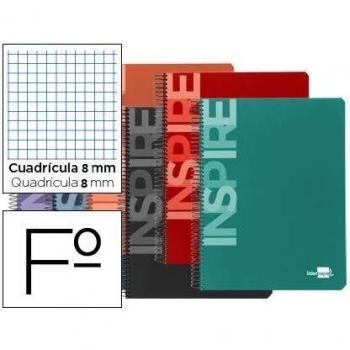 Cuaderno espiral liderpapel folio witty tapa dura 80h 75gr cuadro 8mm con margen colores surtidos