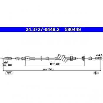 Cable de freno de estacionamiento ATE 24.3727-0449.2 Izquierda
