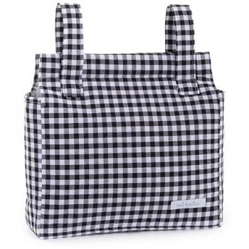 Bolsa Organizadora Multifuncional para Cochecito de Bebé Mi Bollito Negro Vichy 10 x 35 x 35 cm