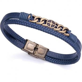 Pulsera de hombre Viceroy Magnum de acero Ip latón y cuero azul
