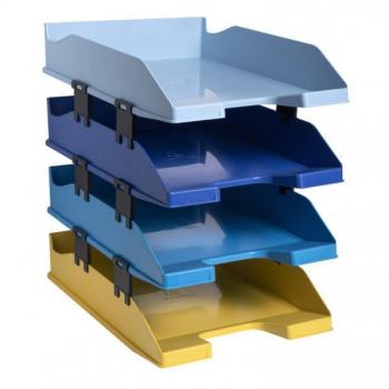 Exacompta Bee Blue Bandeja de Sobremesa Set de 4 Unidades Plástico Colores Surtidos 113202SETD