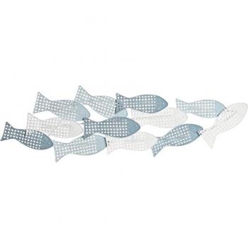 Decoración de Pared DKD Home Decor Azul Blanco Mediterráneo Peces 100 x 5 x 30 cm