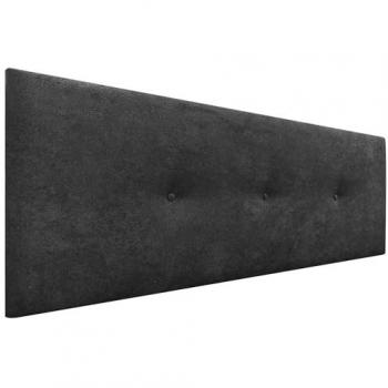 Cabecero Acolchado de Polipiel o Tela Acualine Liso con Botones, 145x50cm, para Camas 120/135/140, Color Negro, Diseño Moderno y Lujo