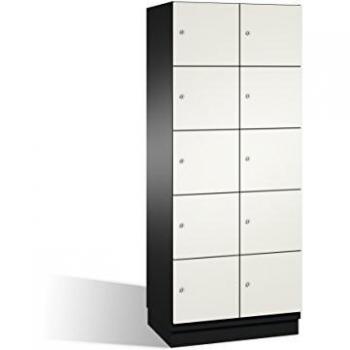 Armario de Compartimentos Bajo Llave Cambio C+P - 5 Taquillas, Acero, Color Gris Negro y Blanco, Dimensiones 800 mm
