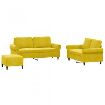 Juego de sofás con cojines 3 piezas terciopelo amarillo
