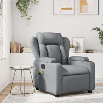 Sillón reclinable de cuero sintético gris Vidaxl con reposapiés ajustable, tapizado en cuero sintético de alta calidad, estructura resistente, diseño ergonómico y fácil mantenimiento