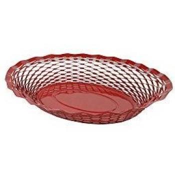 Panera ovalada vintage de inox roja 25x18 cm