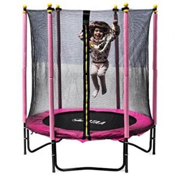 ATAA Cama elástica Infantil 140 Plus - Rosa Trampolín Ideal para niños con una Zona de Salto de 140 centímetros, Red de Seguridad y Almohadillas de protección.