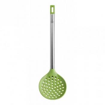 BRA Prior Espumadera de Cocina Apta para el Contacto con los Alimentos, Acero Inoxidable, Verde, 36.5 cm