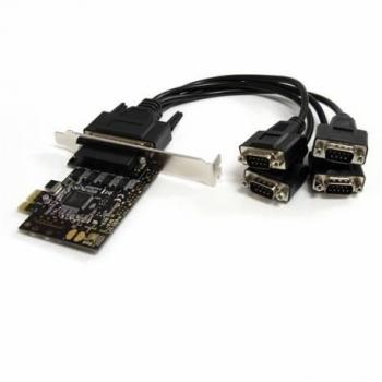 StarTechcom Tarjeta Adaptador PCI Express PCIe de 4 Puertos Serie RS232 con Salida de Alimentación y Protección ESD
