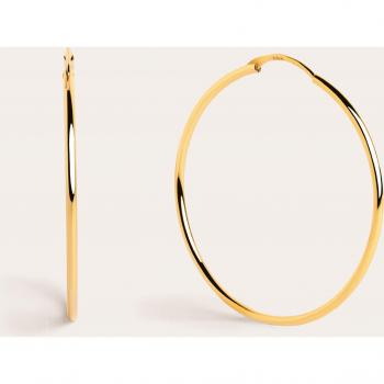 Pendientes Aro Ana L - Pendiente en Plata de Ley Acabado en Baño en Oro de 18 Kt - Pendientes de Aro con Cierre Congo - Joyas Para Mujer - Hecho en España