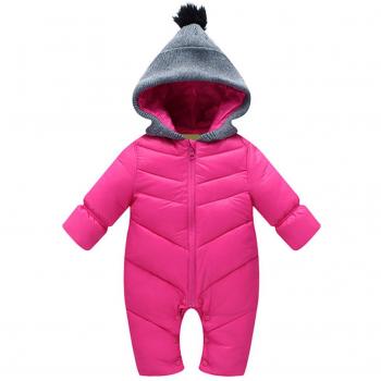 Happy Cherry Ropa de Una Pieza Prenda Exterior Chaqueta de Invierno con Capucha Mono Calentito Enterizo para 6 - 18 Meses Bebés Niños Niñas- Magenta