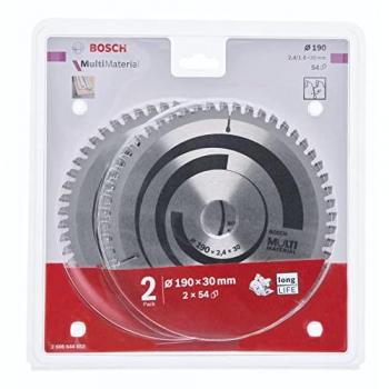 Bosch 2608644652 - Hojas de Sierra Circular (Disco Sierra Circular Multi Material, 2 Unidades, Diámetro 190 mm, Agujero 30 mm, Grosor 2.4/1.8 mm