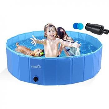 Pecute Piscina Perros y Gatos Bañera Plegable PVC Antideslizante y Resistente al Desgaste,Regalo: Adaptador de Salida de Agua, Adecuado para Interior Exterior al Aire