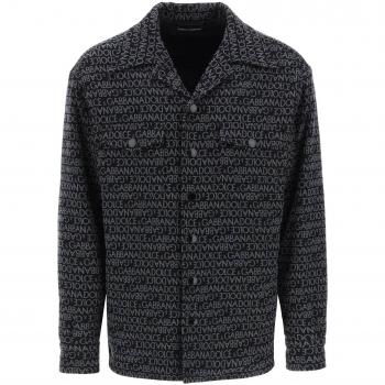 Dolce & Gabbana Men's Cotton Overshirt in Black | Size 40 | G5LF9THJMPB Color S8350 - Padded Overshirt with Jacquard Logo Motif - Grey