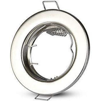 Pack de 2 Porta Faretto Led GU10 Redondo Fijo con Molla Satinado Nickel 80x30mm