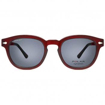 Polar 448 Clip-On Polarized Sunglasses for Men - Shiny Crystal Red, Size 48