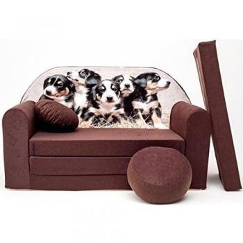 Mini café sofá infantil con diseño de café con diseño de bebé sofá juego de cojines para colchón suave de terciopelo diferentes coloures K7 braun Welpen Talla:59/98/48cm