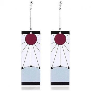 1 Par De Pendientes De Demon-Slayer, Kamado Tanjirou – Pendientes Hanafuda, De Tanjiro Kamado Demon-Slayer Cosplay Prop Aleación De Dibujos Animados Acrílico Pendientes Cómicos Accesorios