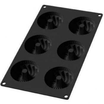 Lékué Multicavidad Negro Molde Gourmet Mini SAVARIN 6 CAV, Silicona, 6 cavidades