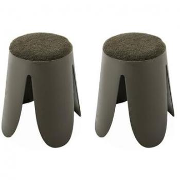 SWEEEK Taburete apilable con asiento texturado, set de 2, Niki, Kaki, 44x30x46 cm