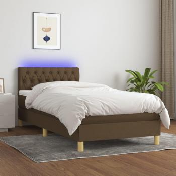 Colchón de cama suave y tela LED marrón oscuro 100x200 cm