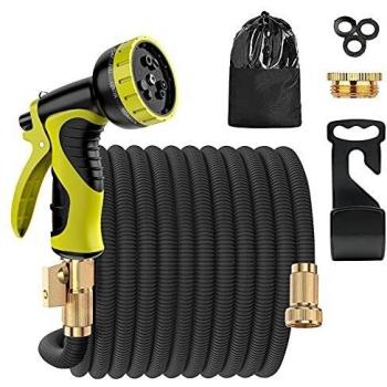 ERAY Manguera Jardín Manguera Extensible 30 Metros, Triple Núcleo de Látex, Pistola de 9 Patrones de Pulverización, Resistente y Anticongelante, Color Negro