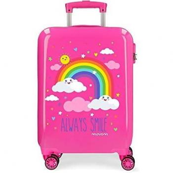 Enso Arcoiris Always Smile Maleta de Cabina Rosa 38x55x20 cms Rígida ABS Cierre combinación 35L 2,3Kgs 4 Ruedas Equipaje de Mano