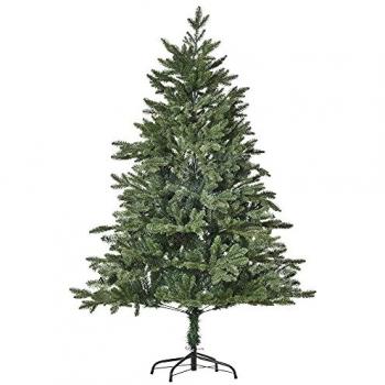 Árbol de Navidad Artificial HOMCOM Verde 1,5 m con Base de Metal y Materiales PVC/PE