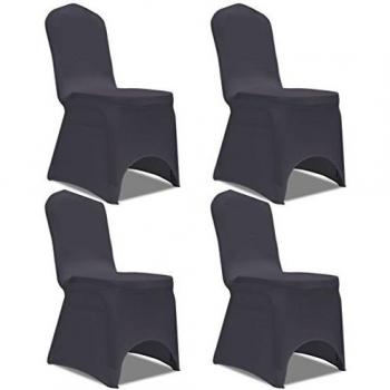 vidaXL 4X Fundas Elásticas para Sillas Gris Antracita Cubierta para Asientos