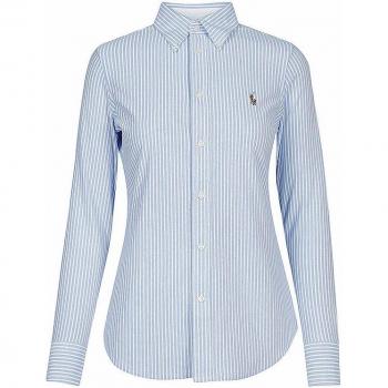 Camisa básica de mujer Polo Ralph Lauren con logo, color azul, talla S