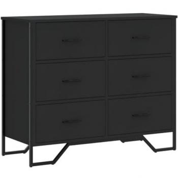 Cómoda de madera de ingeniería negro 91x35,5x74,5 cm, cajonera, armario de almacenaje, aparador, mueble de almacenaje, mueble archivador