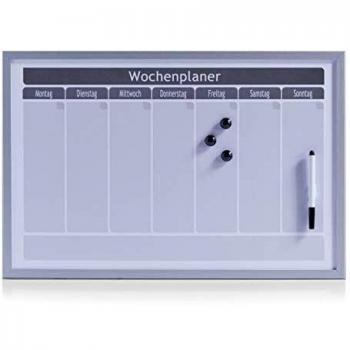 Planificador Semanal Magnético Zeller 60x40 cm con 3 imanes y marcador, color blanco