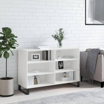 Aparador de madera de ingeniería 103,5x35x70 cm con acabado blanco brillo, mueble de almacenaje moderno para salón, armarios con puertas y cajón de madera, buffet y armario auxiliar