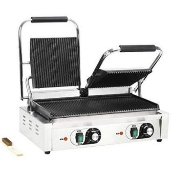 vidaXL Grill Parrilla Eléctrica Estriada de Acero Inoxidable 3600 W Plancha