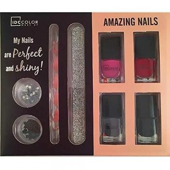 IDC Amazing Nails Set Uñas Esmaltes 4x6 ml + Decoración 2 + Lima Uñas + Puntero Nail Art