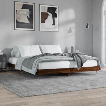 Cama solar de madera de roble marrón 140x200 cm sin colchón, estructura de cama madera contrachapada marrón roble 140x200 cm Vidaxl Marrón
