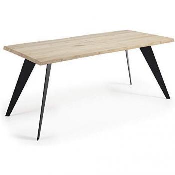 Kave Home Mesa Koda 160 cm Roble Blanqueado Patas Negro