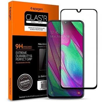 Spigen 1pack cristal templado compatible con samsung galaxy a40 caso amistoso 3d cobertura completa antiburbuja antiscratch protector pantalla para galaxy a40 618gl27302