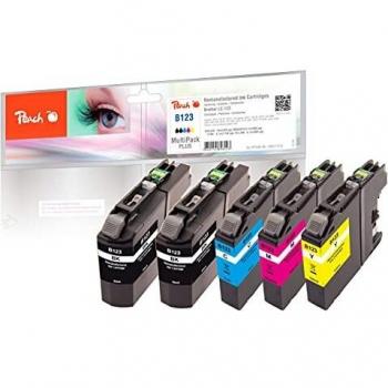 Multipack de Tintas Peach Compatible con Brother LC-123 (Negro, Cian, Magenta, Amarillo) - 5 Piezas