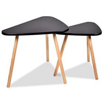 Mesa de café moderna apilable - Set de 2 mesas negras Frankystar