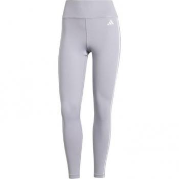 Mallas de fitness adidas Train Essentials 3S 7/8 mujer gris claro, alta cintura, diseño de tres bandas