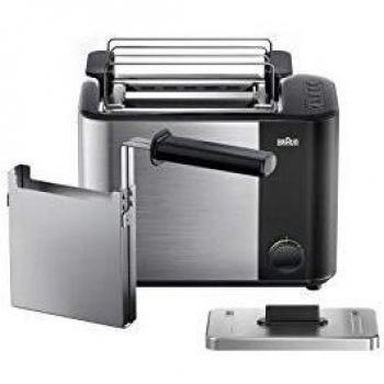 Tostadora Braun HT 5015 BK - 1000W, Negro/Espresso, 13 niveles de tostado, 3 funciones, 4 sistemas de seguridad, incluye escaldabrioche y tapa antipolvo