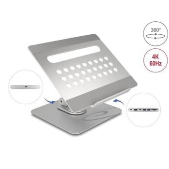 Soporte para Tablet y Portátil con Docking Station 4K - HDMI / Lector de Tarjetas / Hub USB-C / PD 3.0 90W - Giratorio