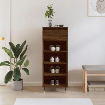 Mueble zapatero de madera contrachapada 40x36x105 cm en color blanco brillante y gris hormigón