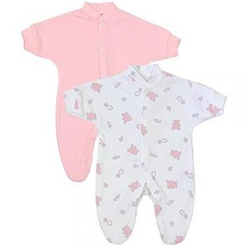 Babyprem Bebé Prematuro Conjunto 2 Pijama Mameluco Oso Ropa de Algodón Niñas 38-44cm Rosa