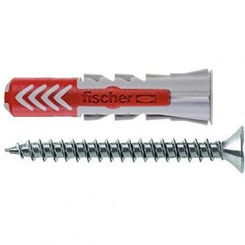 fischer - Tacos y tornillos para pared 5x25 DuoPower, tacos para hormigón, Caja tacos 35 uds