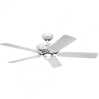 Westinghouse Lighting Monarch Ventilador de Techo, Acabado en blanco con aspas reversibles en blanco/blanco con caña