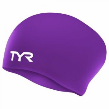 TYR Adult Long Hair Silicone Swim Cap - Lilac