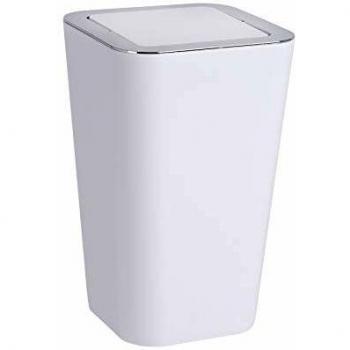 Cesto de Baño Candy, 6 Litros, con Tapa Basculante, Color Blanco